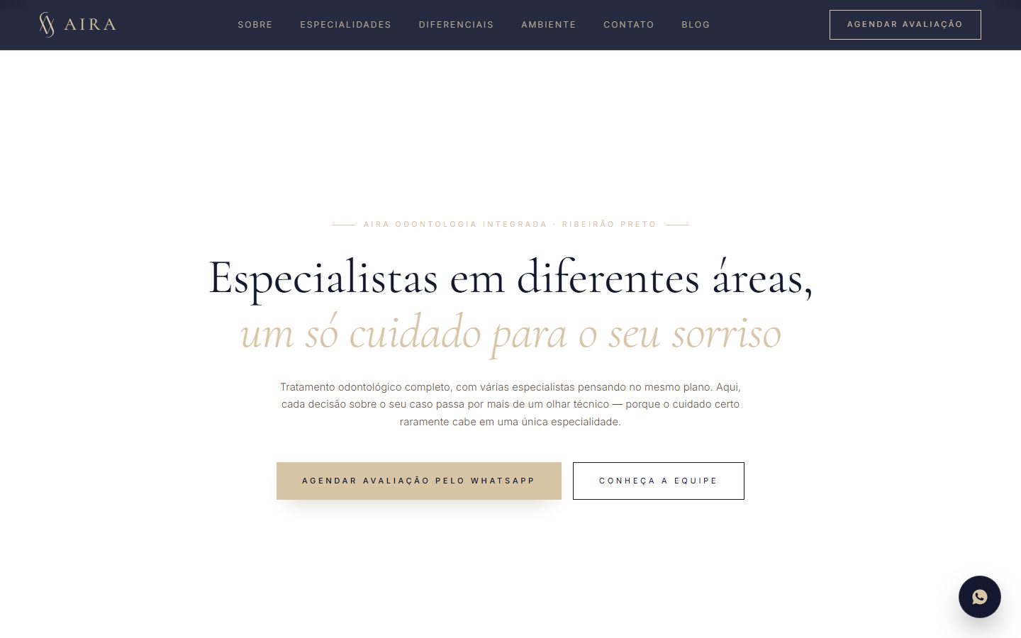Site da AIRA Odontologia
