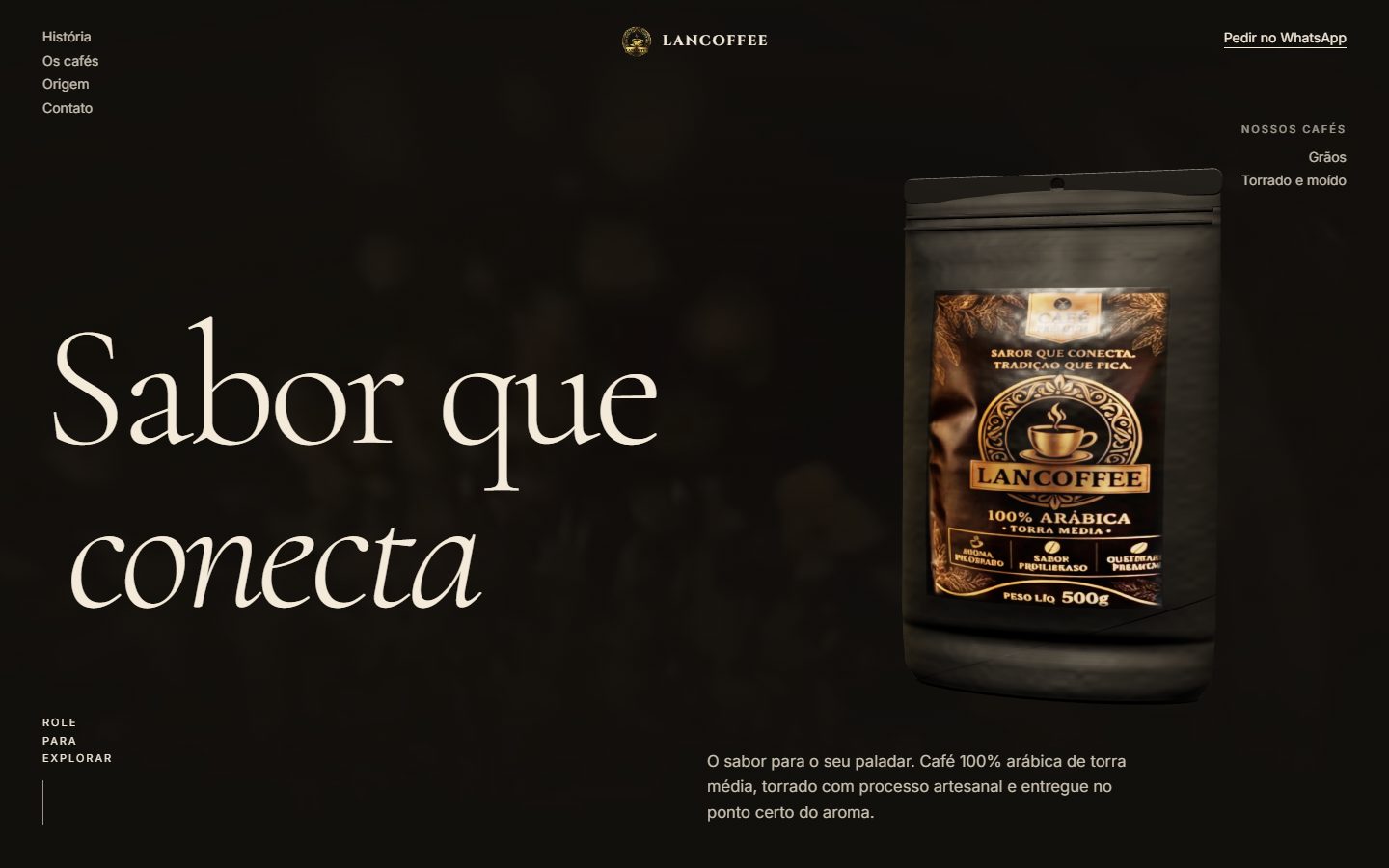 Site do café LanCoffee